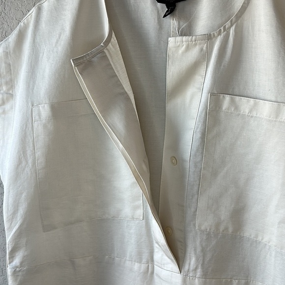 NWT Banana Republic Factory Linen Blend Shift Dress in Alabaster Size S Petite - Picture 5 of 16